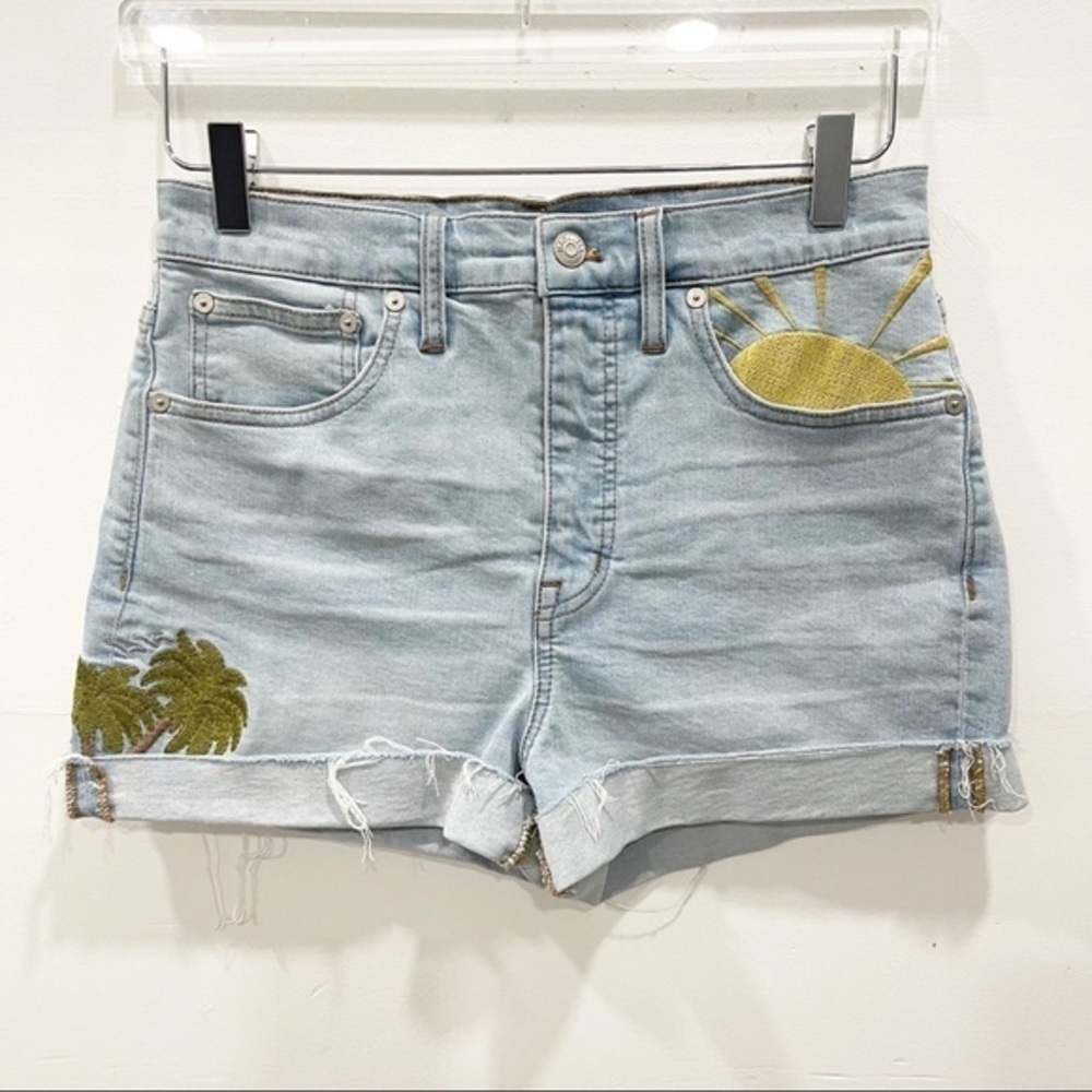Madewell High-Rise Denim Shorts Sun Embroidered Edition Size 27